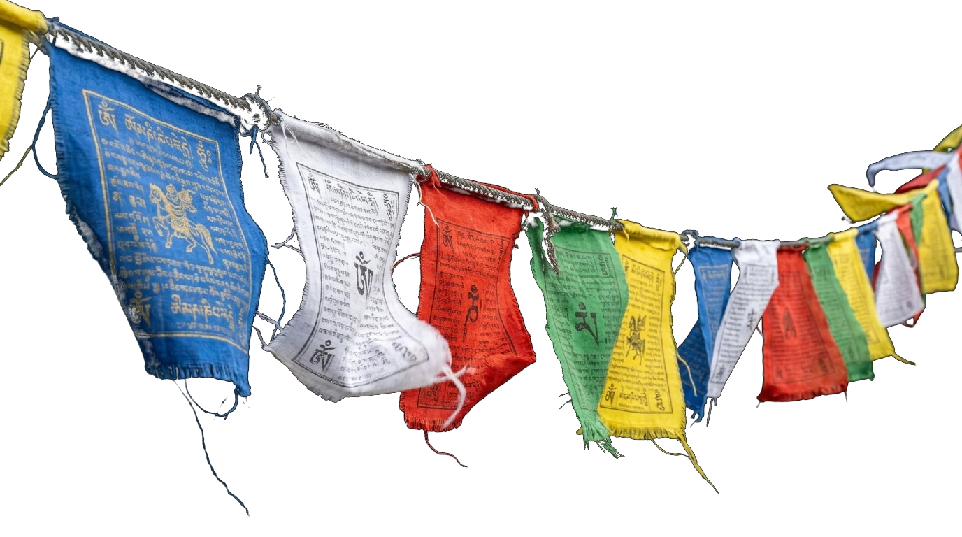 Tibetan prayer flags foreground